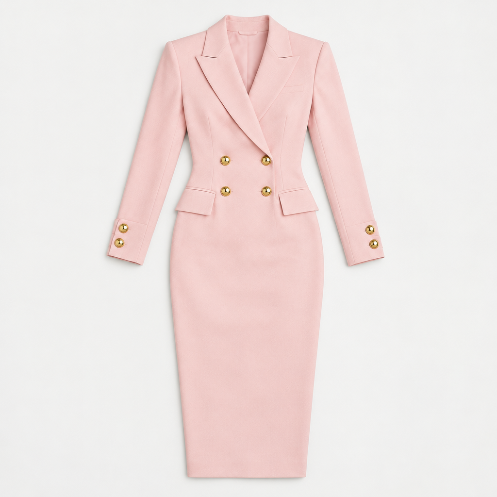 Skyler Double-Breasted Blazer Midi Dress flat lay