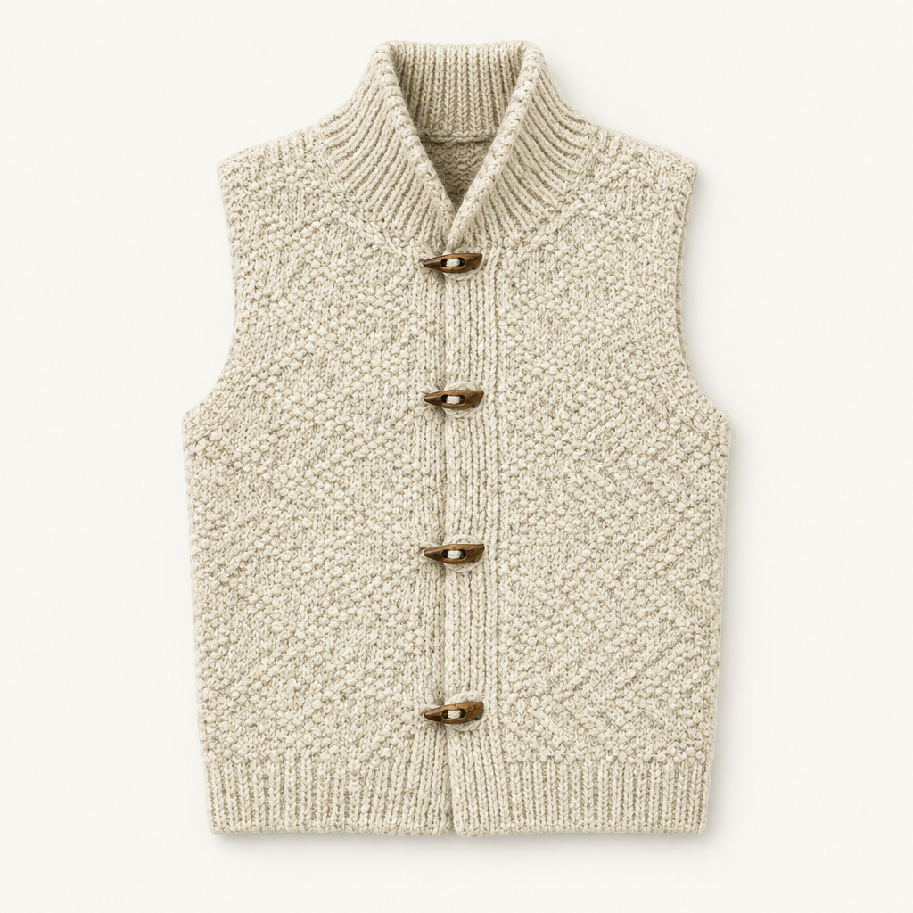Sleeveless knit gilet, flat product view