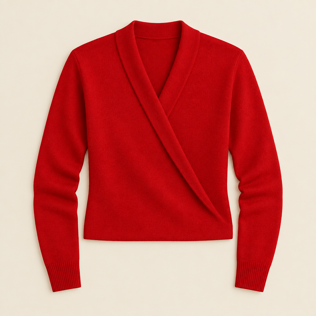 Skyler Elegant Wrap Sweater in red