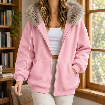 Skyler Faux Fur Trim Zip Hoodie - view 7
