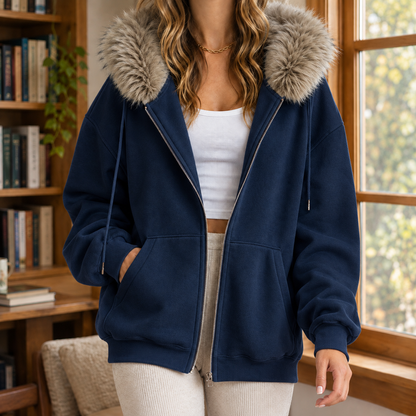 Skyler Faux Fur Trim Zip Hoodie - view 8