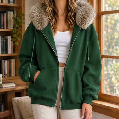 Skyler Faux Fur Trim Zip Hoodie - view 9