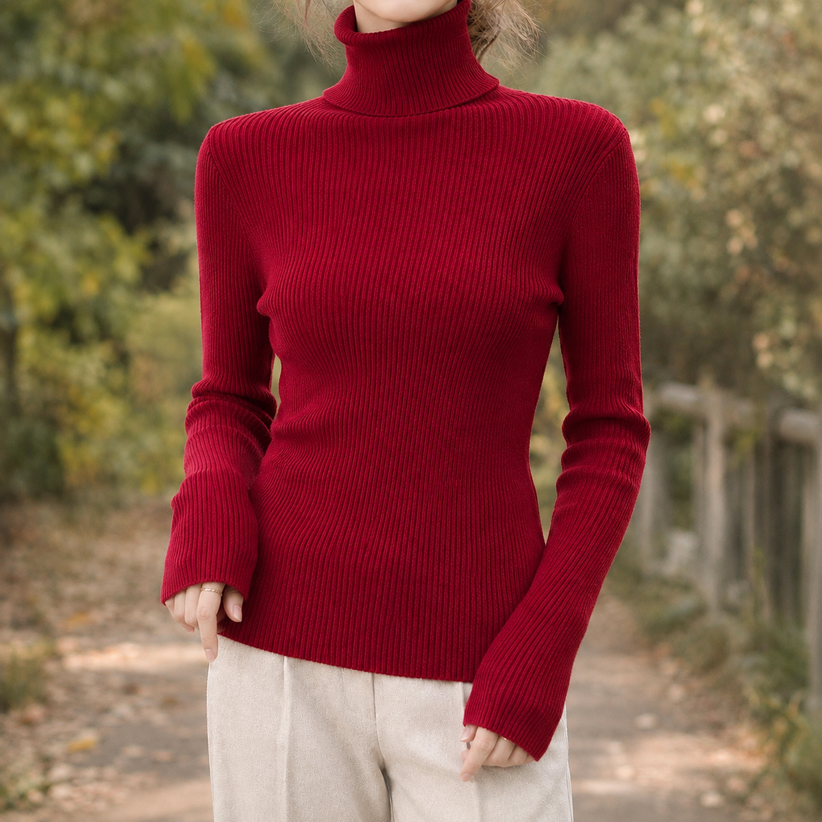 Skyler Fitted Ribbed Turtleneck Sweater - view 7
