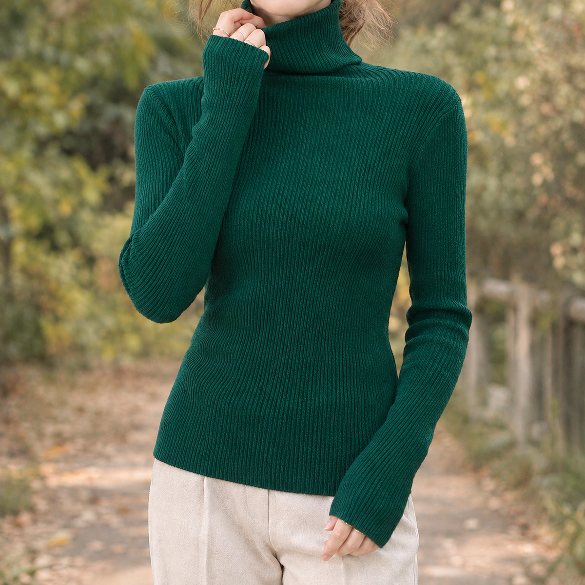 Skyler Fitted Ribbed Turtleneck Sweater - view 8