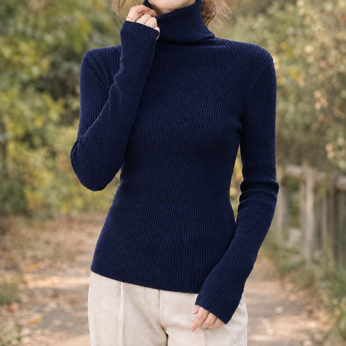 Skyler Fitted Ribbed Turtleneck Sweater - view 9