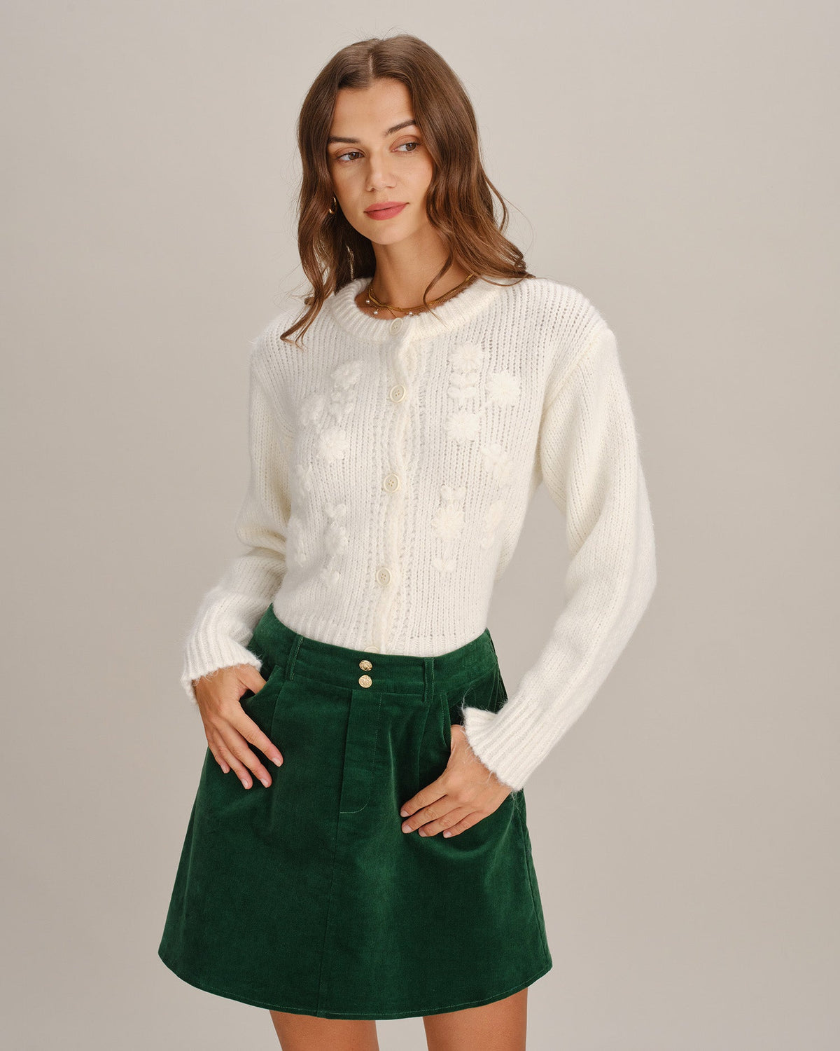 Skyler Floral Appliqué Button Knit Cardigan - view 5