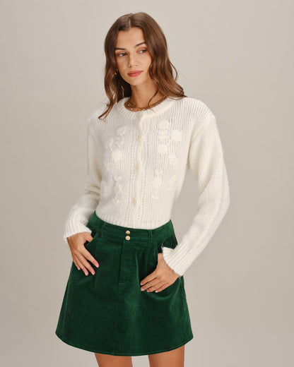 Skyler Floral Appliqué Button Knit Cardigan - view 5