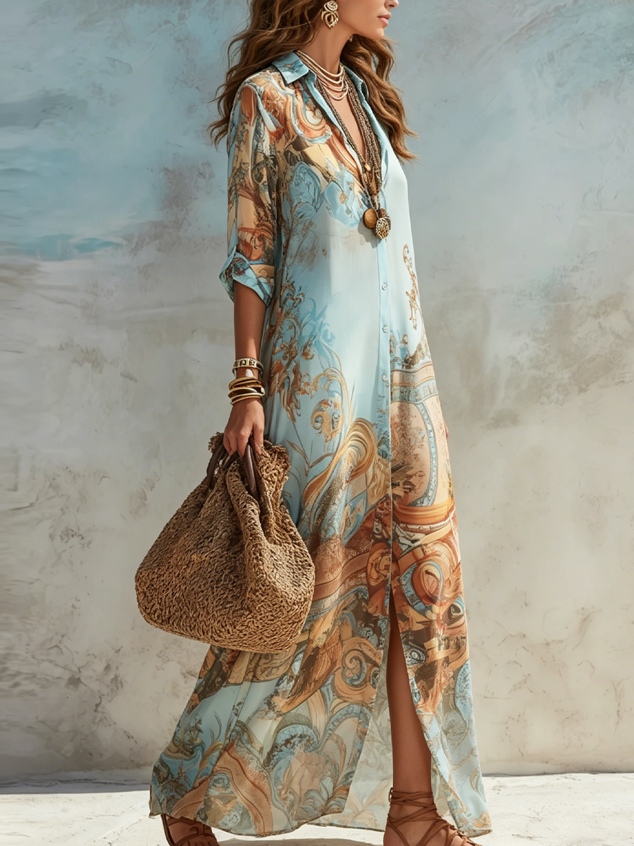 Floral Button-Down Maxi Dress, view 4
