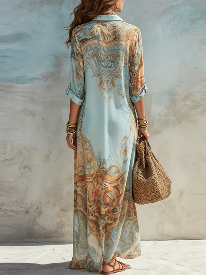 Floral Button-Down Maxi Dress, view 5