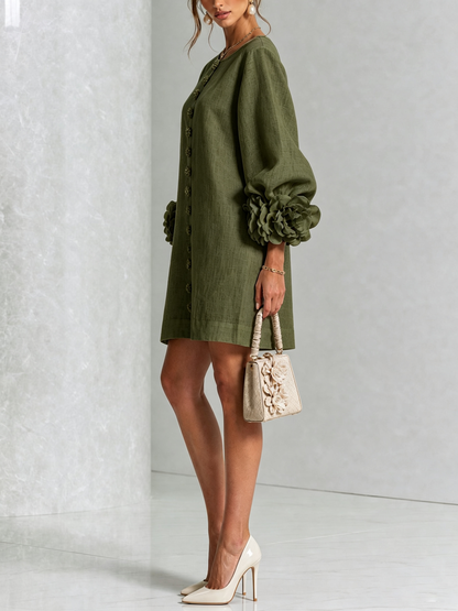 Floral Button-Down Mini Dress, view 10