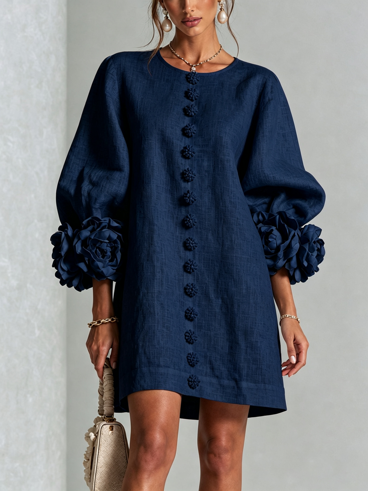 Floral Button-Down Mini Dress, view 11