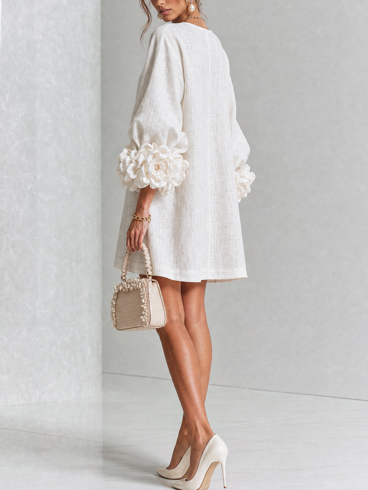Floral Button-Down Mini Dress, view 14