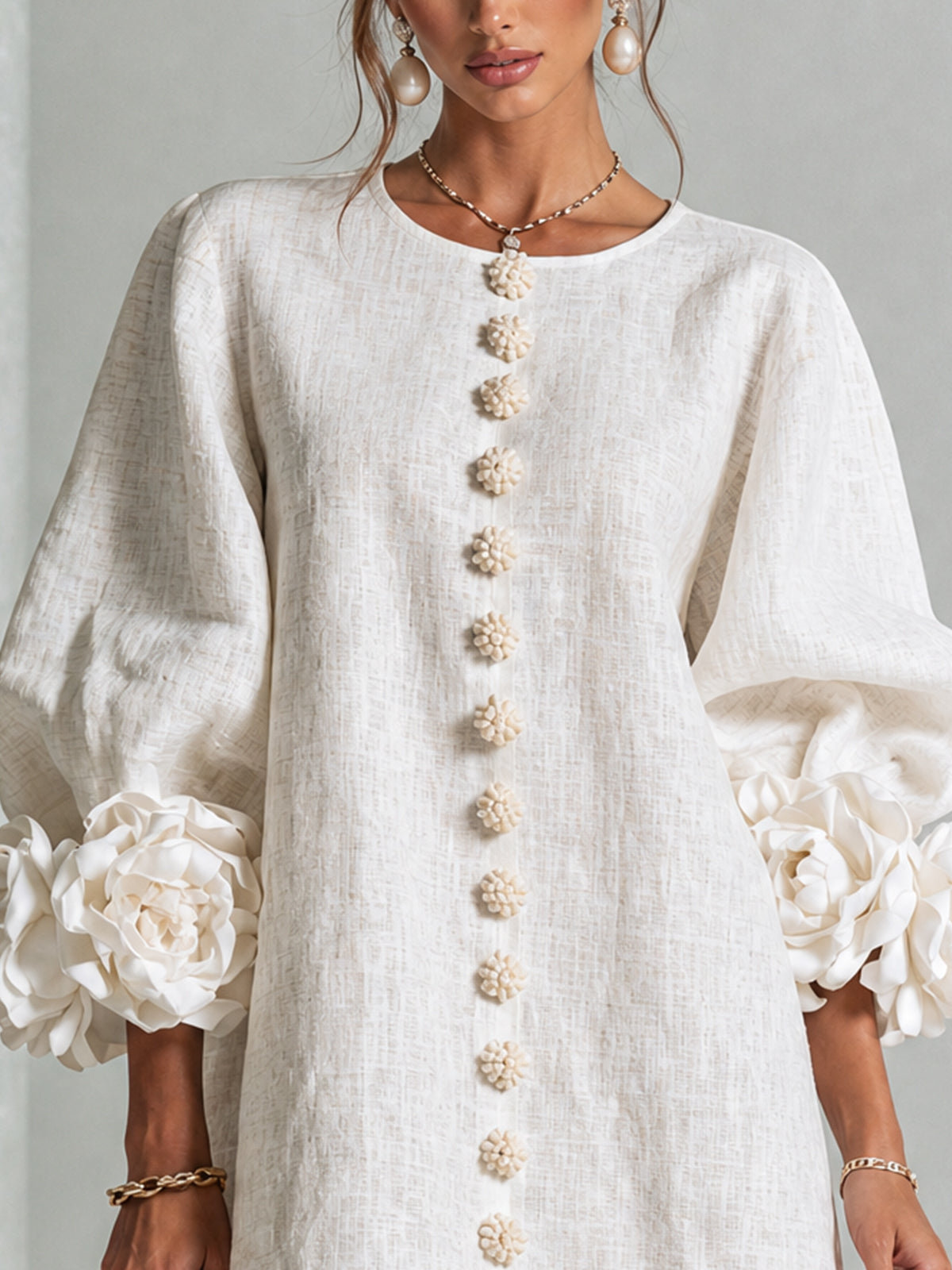 Floral Button-Down Mini Dress, view 15
