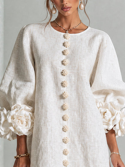 Floral Button-Down Mini Dress, view 15