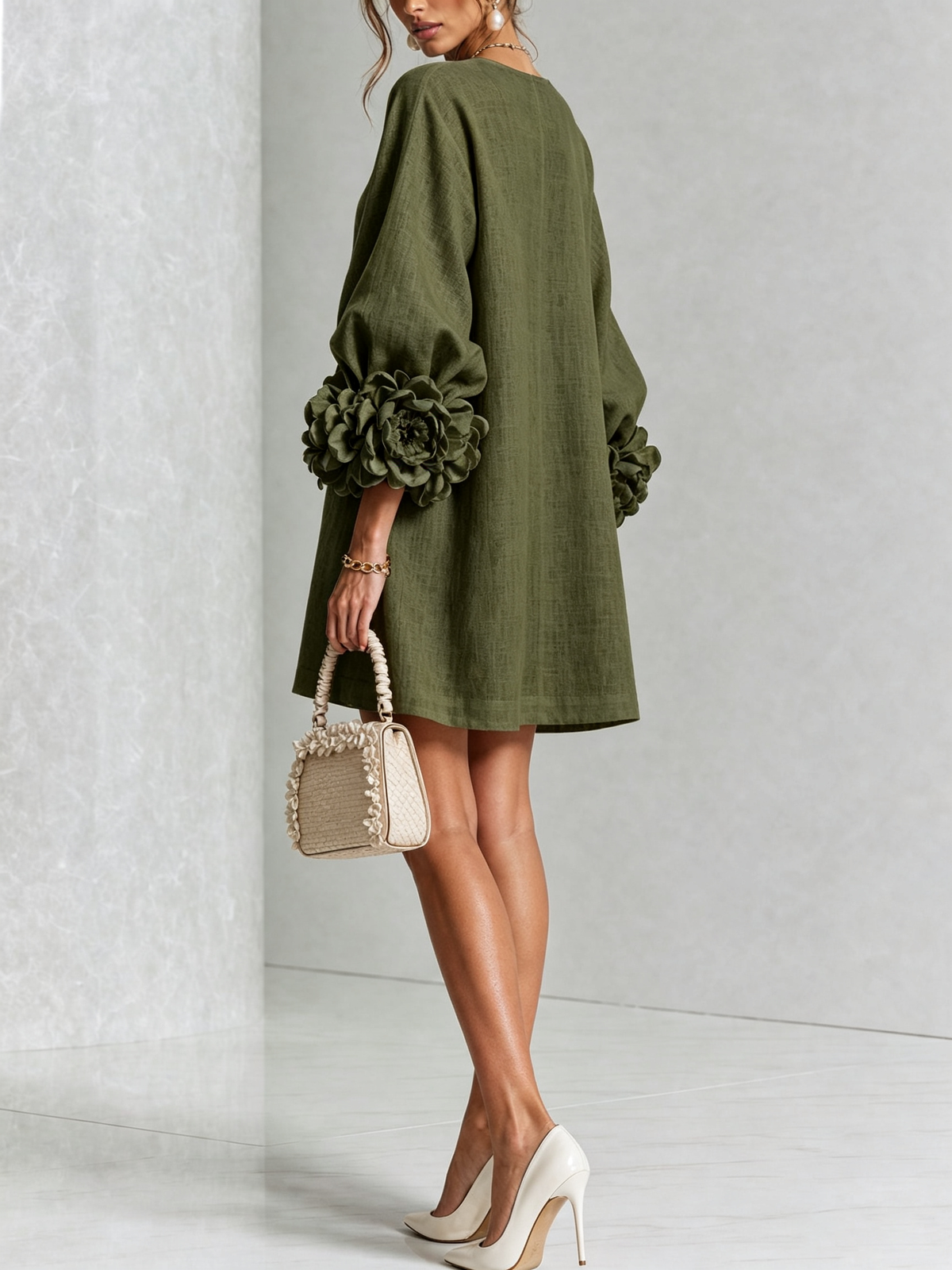 Floral Button-Down Mini Dress, view 17
