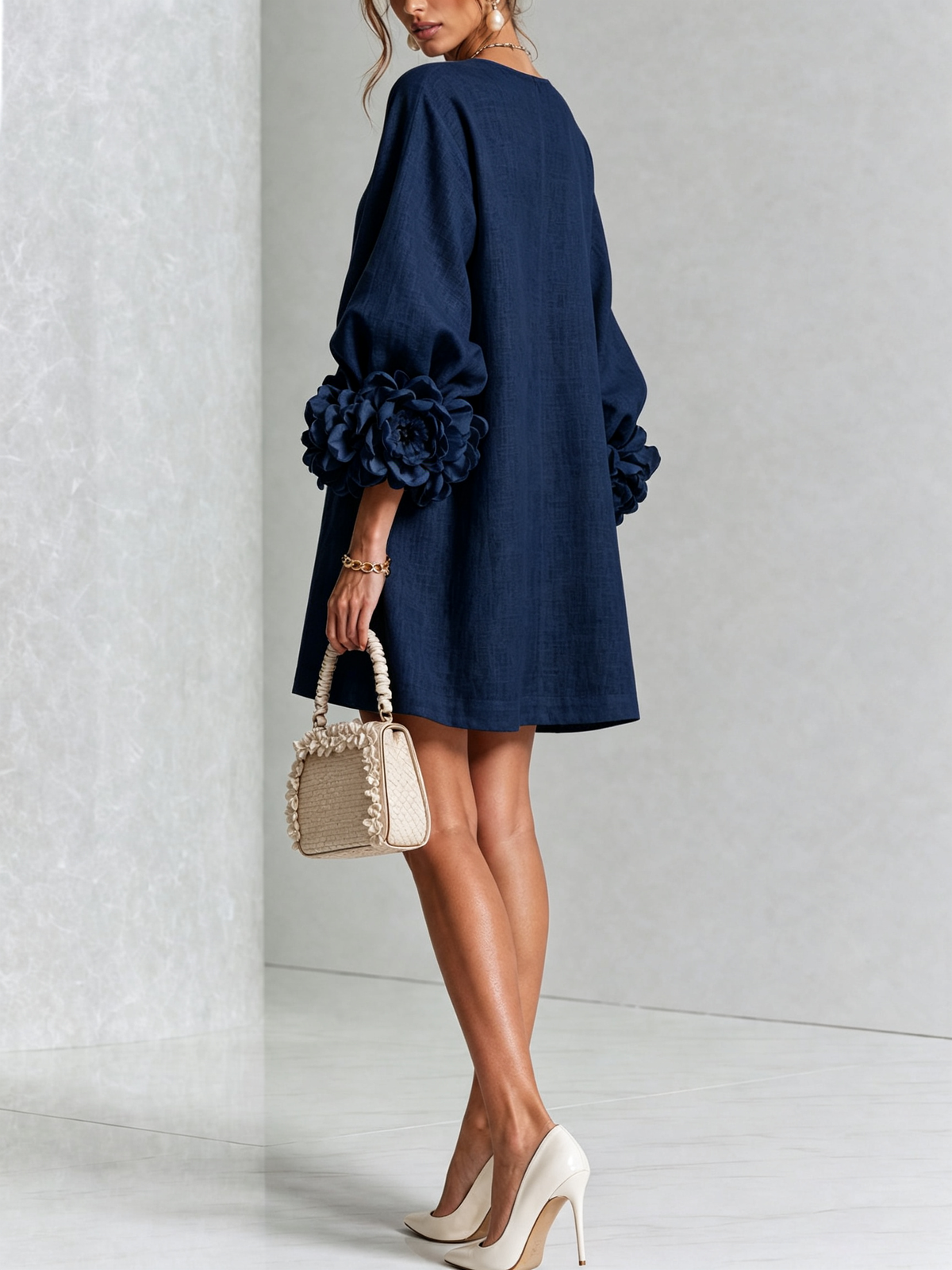 Floral Button-Down Mini Dress, view 18