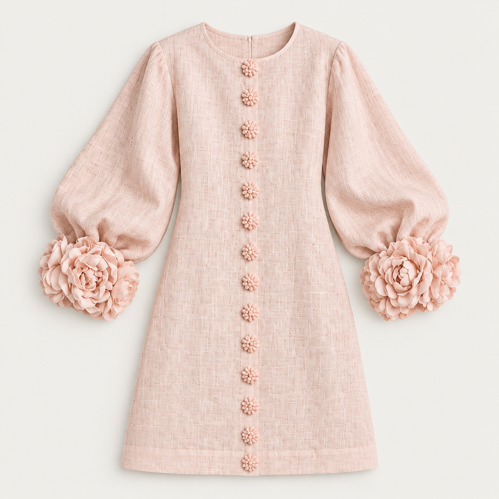 Floral Button-Down Mini Dress, flat lay