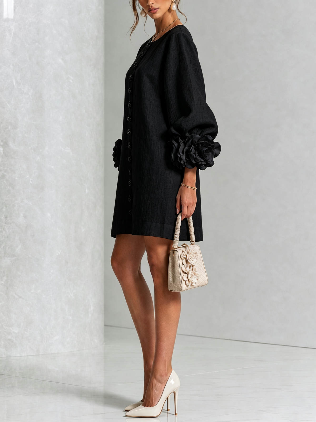 Floral Button-Down Mini Dress, view 20