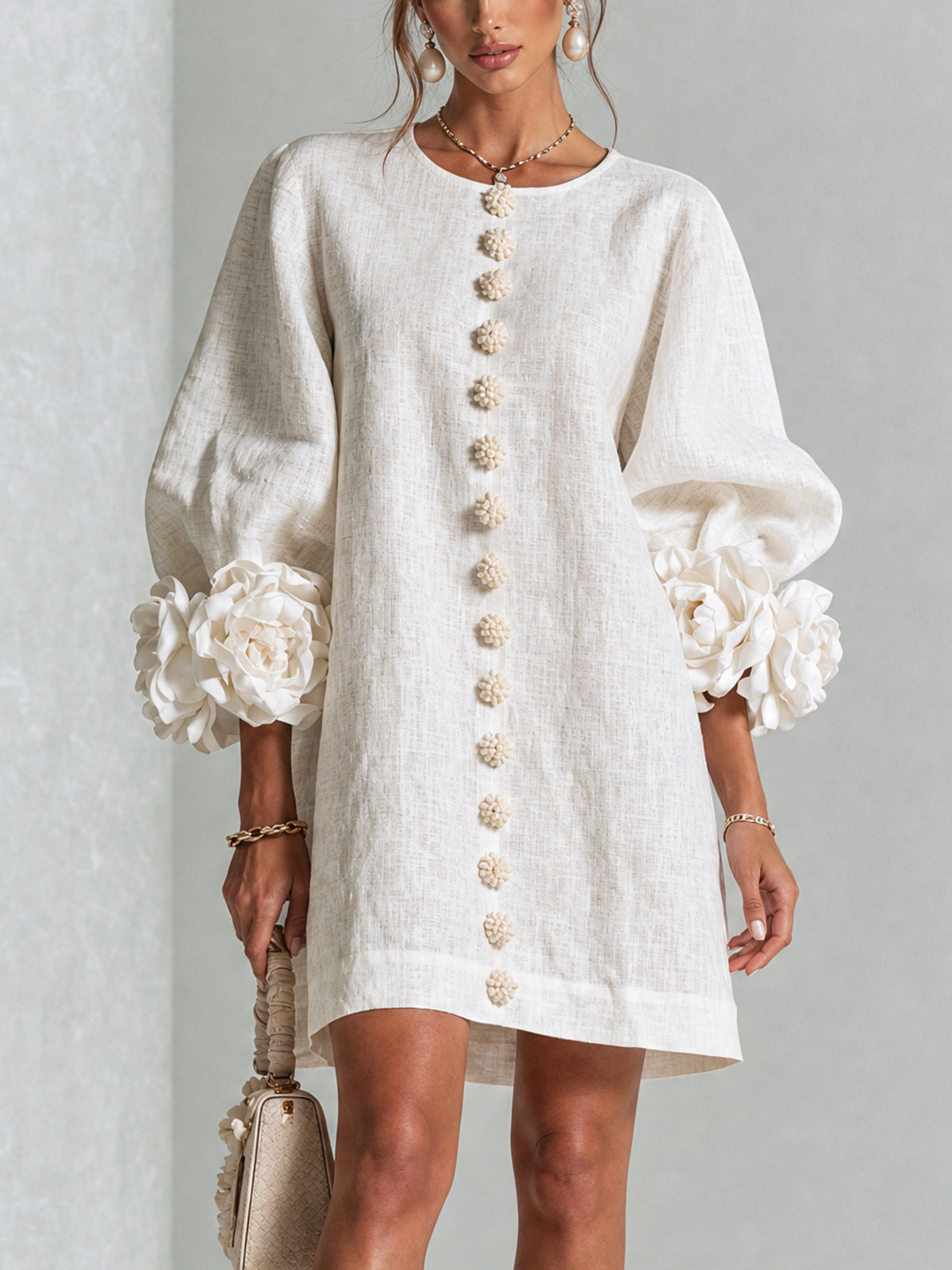 Floral Button-Down Mini Dress, view 5