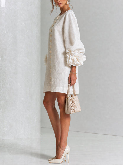 Floral Button-Down Mini Dress, view 7