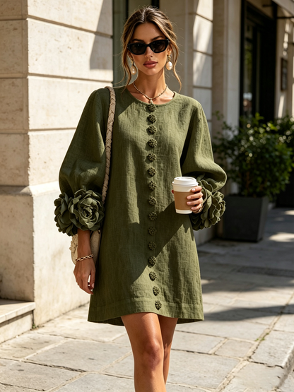 Floral Button-Down Mini Dress, view 9
