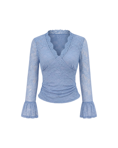 Skyler Floral Lace Bell Sleeve Top - view 11