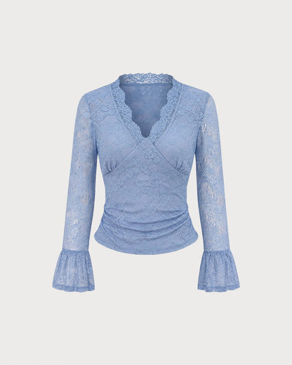 Skyler Floral Lace Bell Sleeve Top - view 8