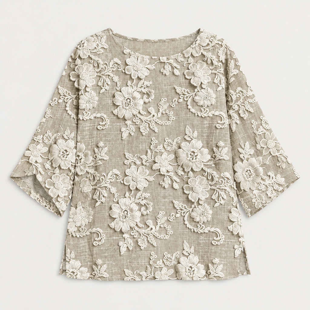 Skyler Floral Lace Relaxed Blouse flat lay