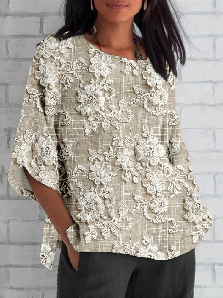 Skyler Floral Lace Relaxed Blouse - view 3