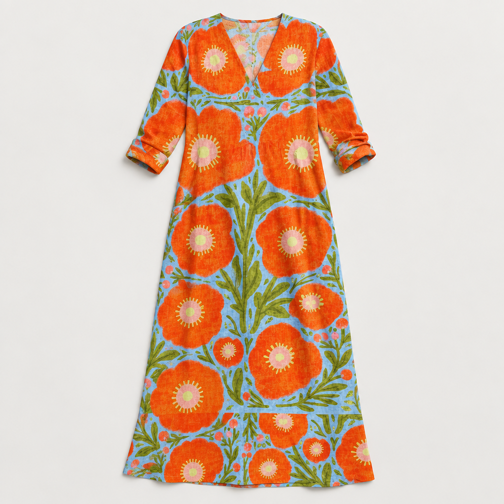 Floral Print Pocket Dress, flat lay