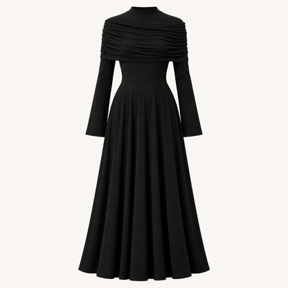 Skyler Full-Skirt Long Dress in Black product photo