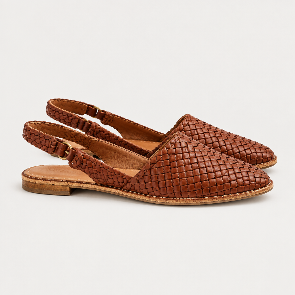 Pair of Handwoven Leather Sandals, side view