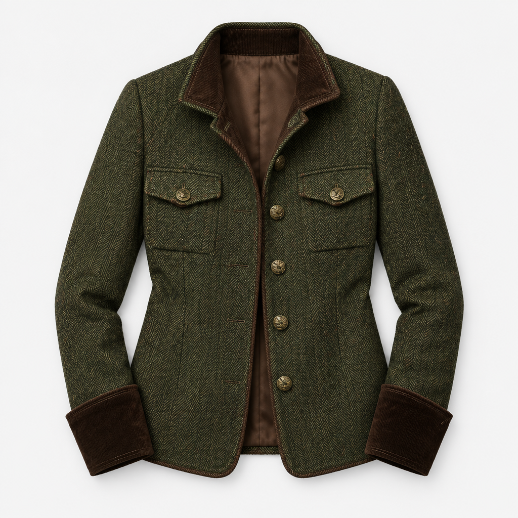 Herringbone Tweed Jacket, flat lay