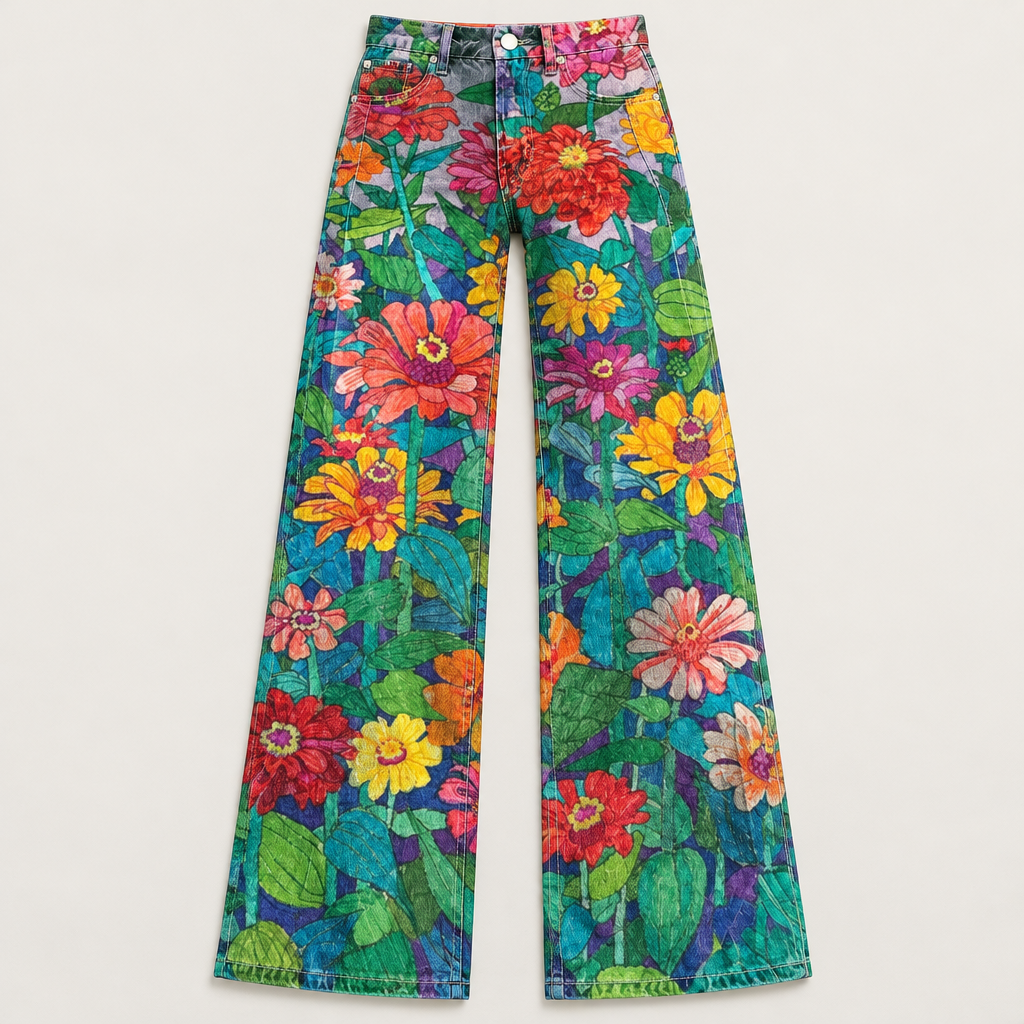 Skyler High Waist Floral Palazzo Pants flat lay