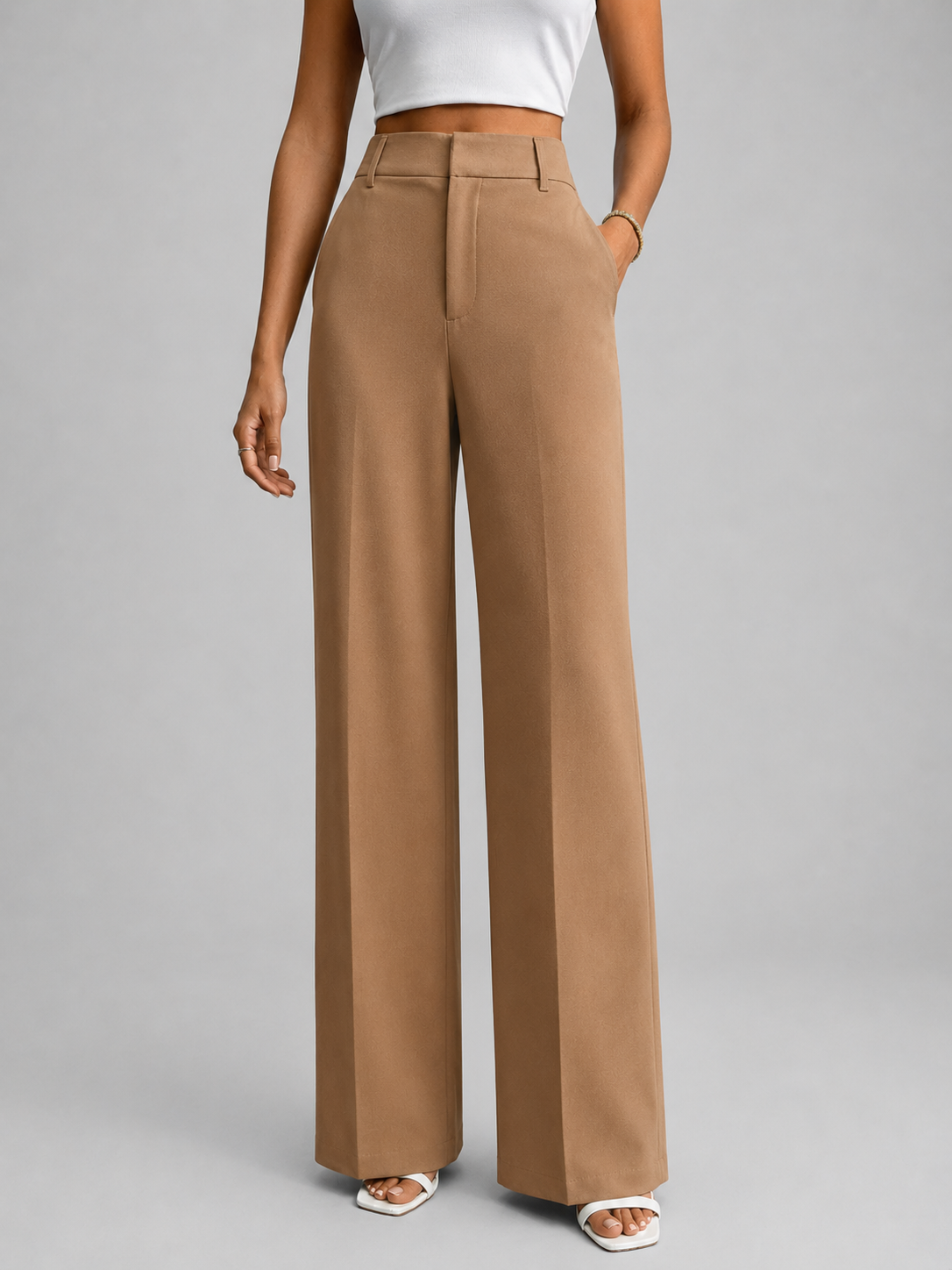 High-Waisted Wide Leg Trousers, view 3