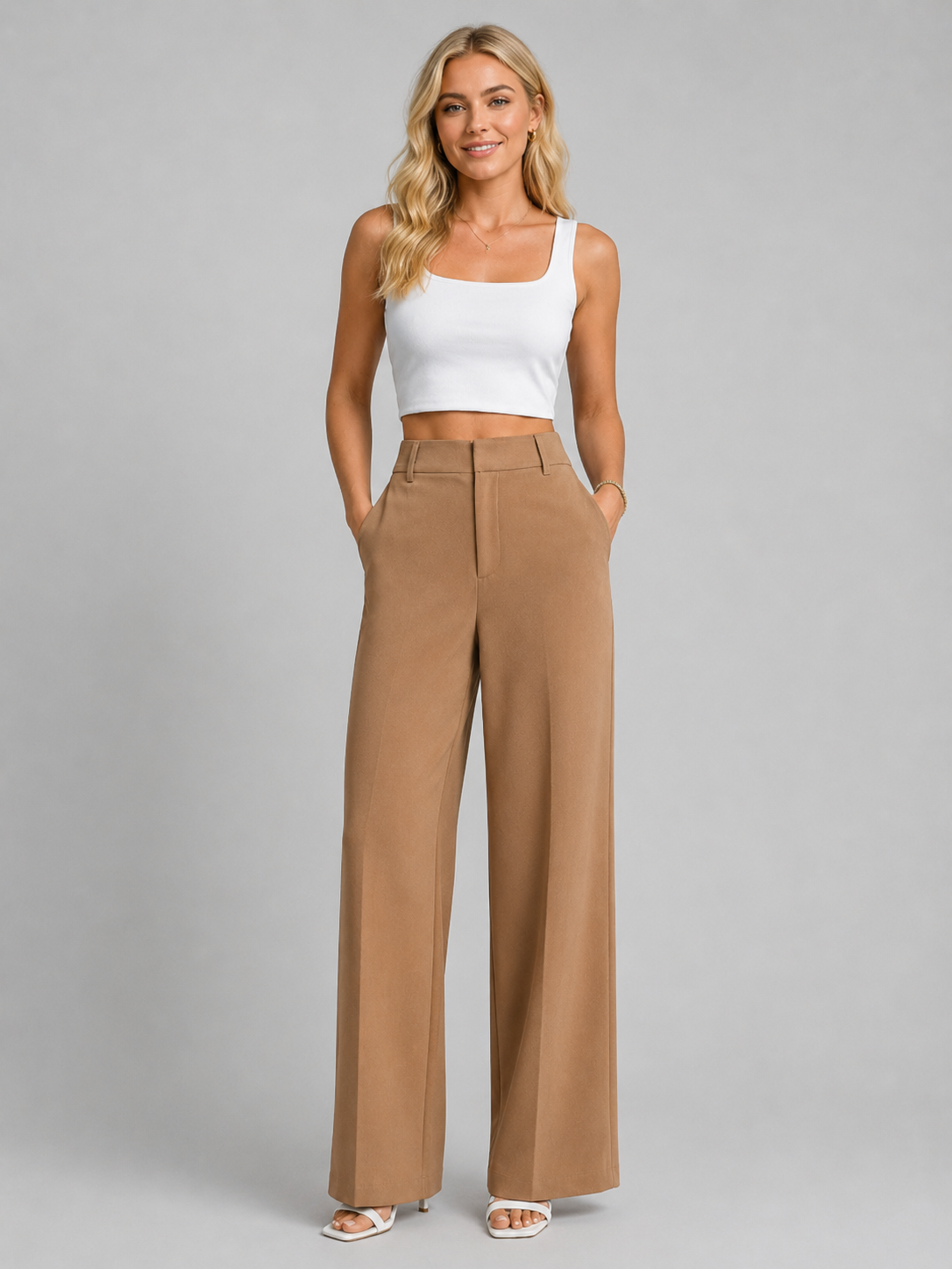High-Waisted Wide Leg Trousers, view 5