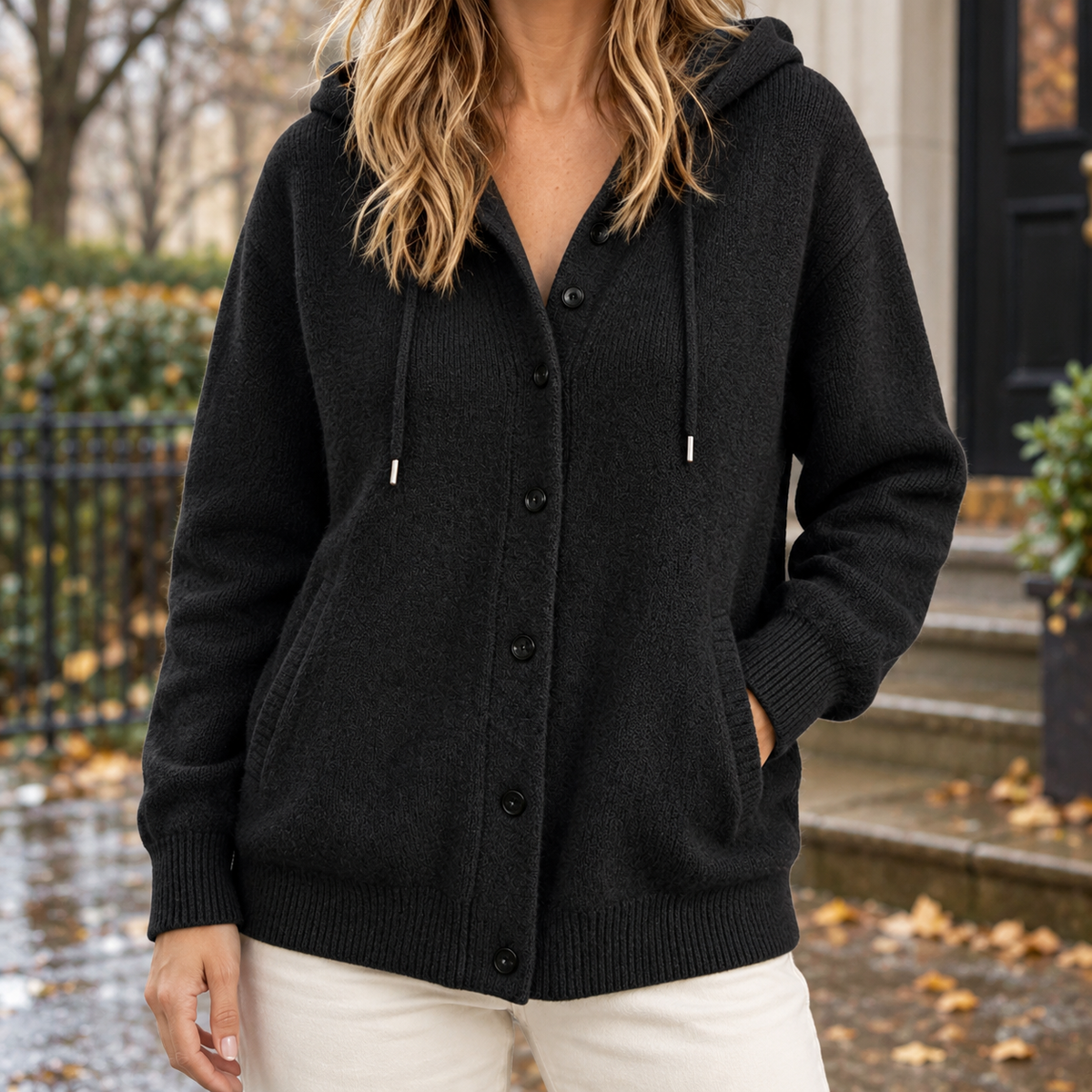 Skyler Hooded Button Knit Cardigan - view 3