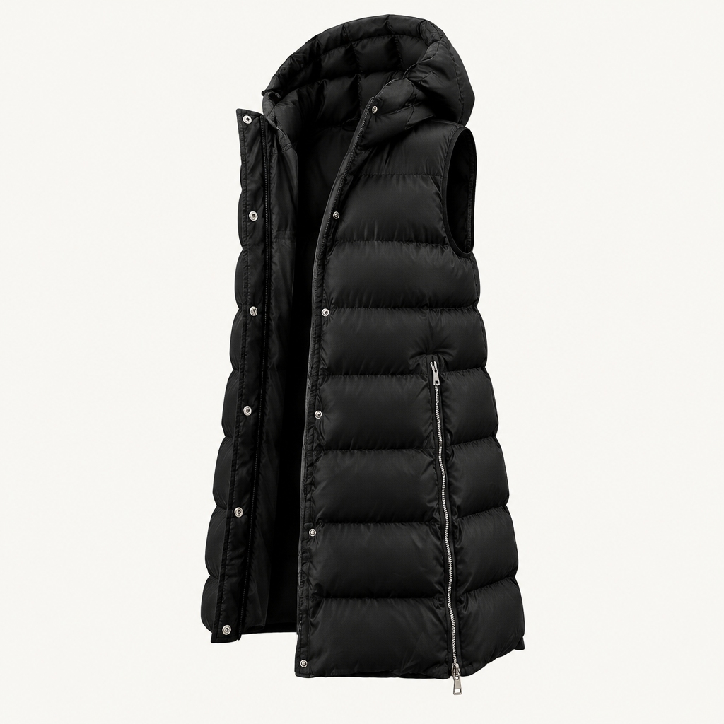 Skyler Hooded Sleeveless Button Vest product photo