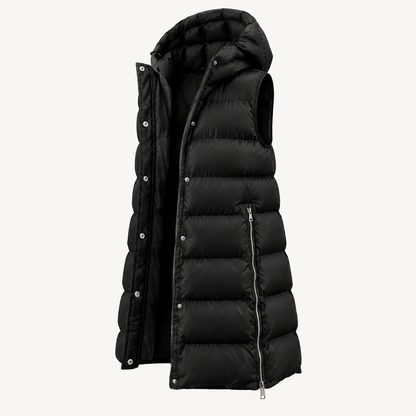 Skyler Hooded Sleeveless Button Vest product photo
