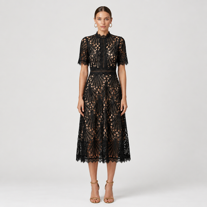 Woman wearing the Lace Midi Dress