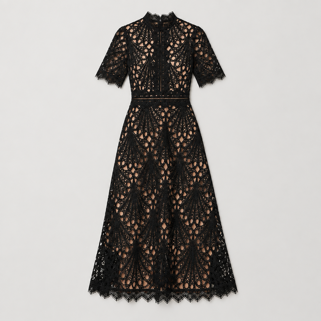 Lace Midi Dress, flat lay
