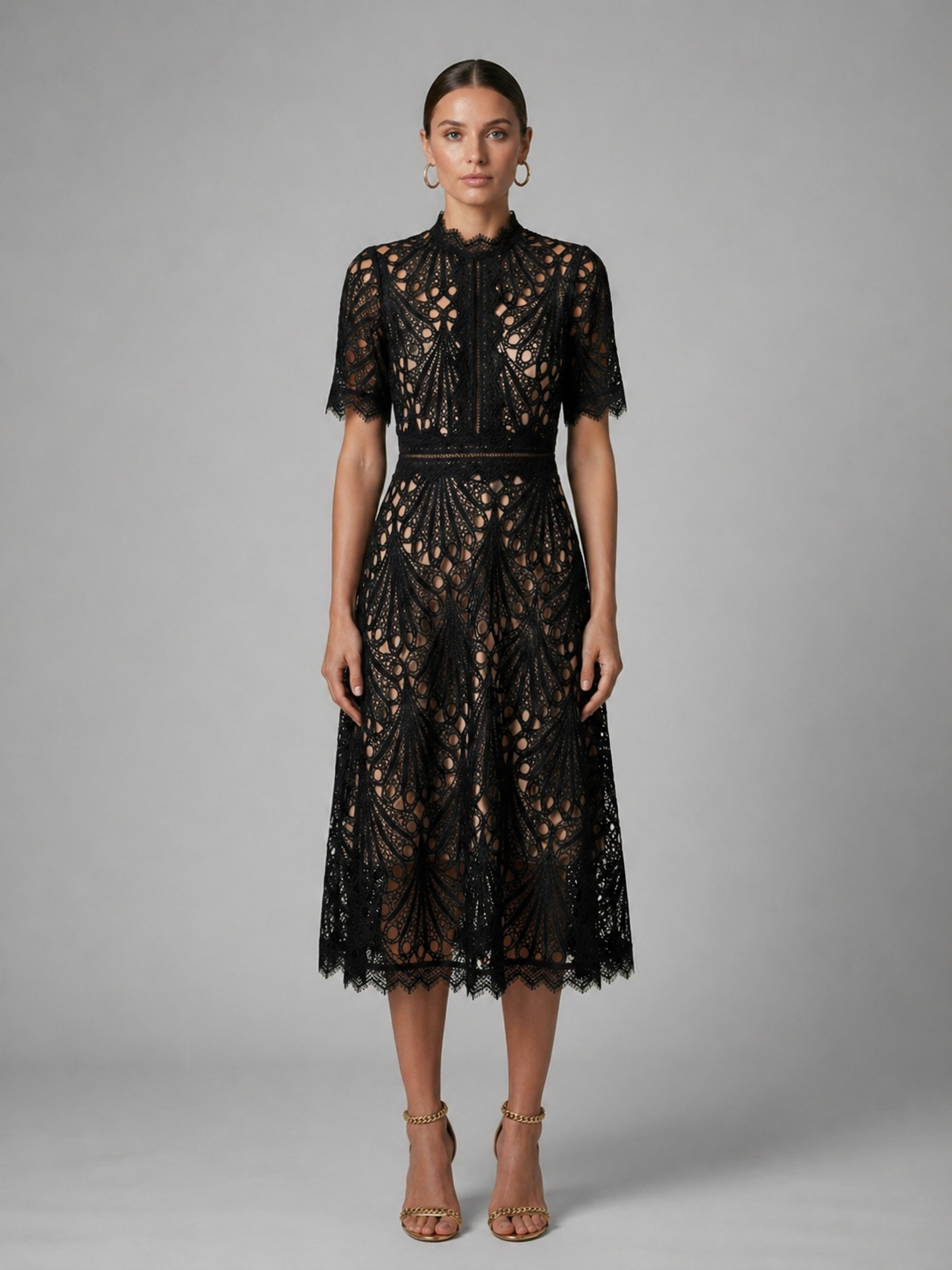 Lace Midi Dress, view 3