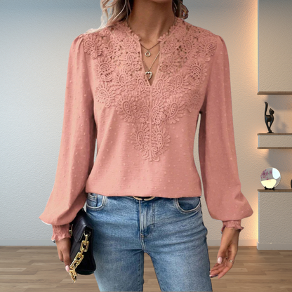Skyler Lace Trim V-Neck Blouse - view 6