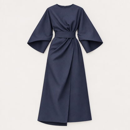 Lantern Sleeve Belted Dress, flat lay