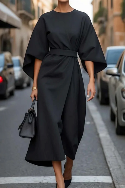 Lantern Sleeve Belted Dress, view 4