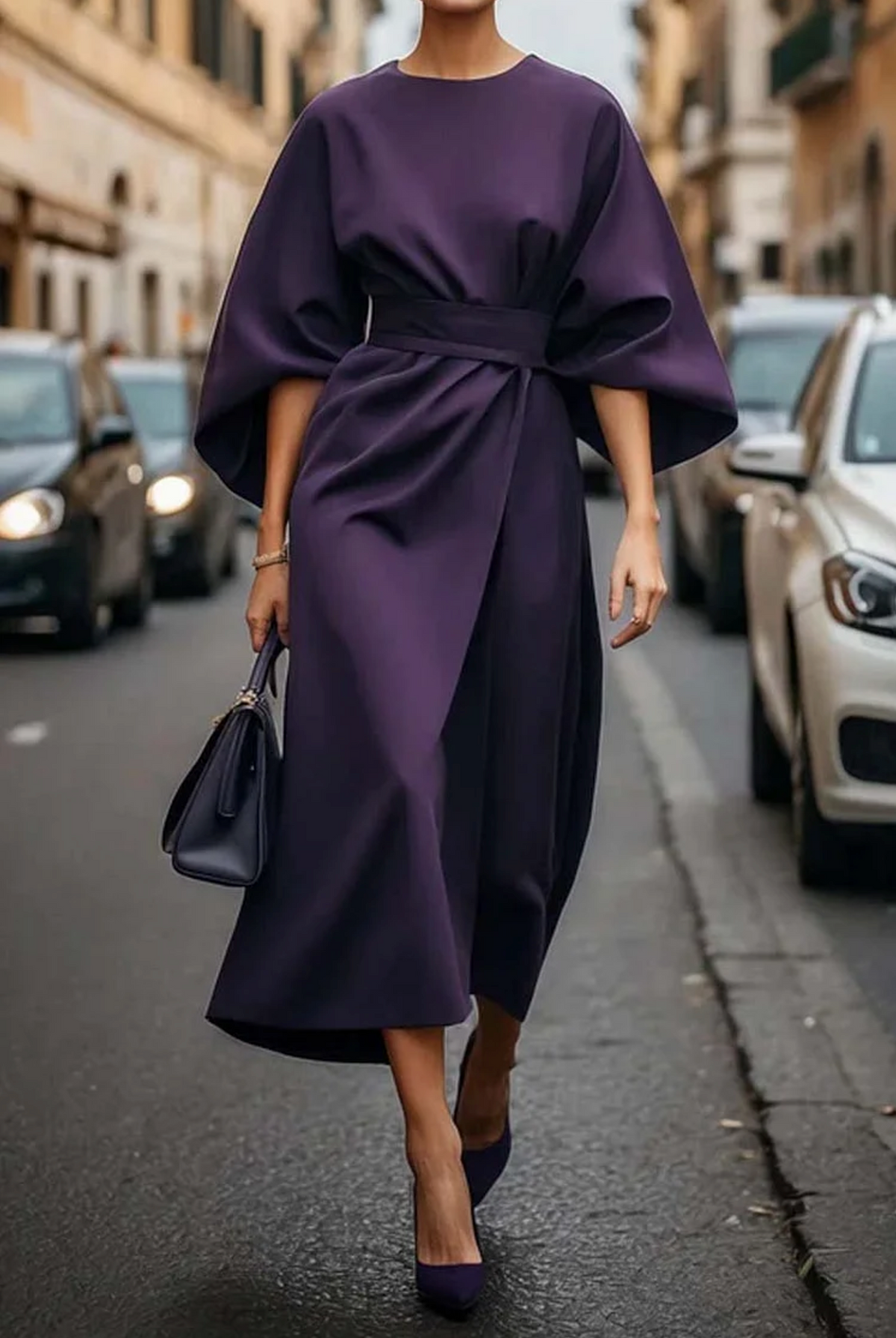 Lantern Sleeve Belted Dress, view 5