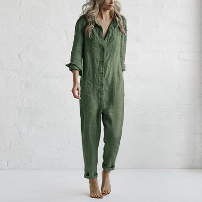 Linen Button Jumpsuit, view 3