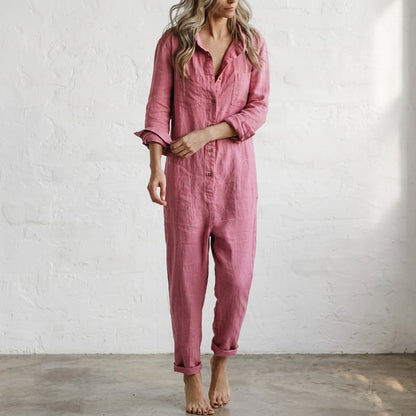 Linen Button Jumpsuit, view 4