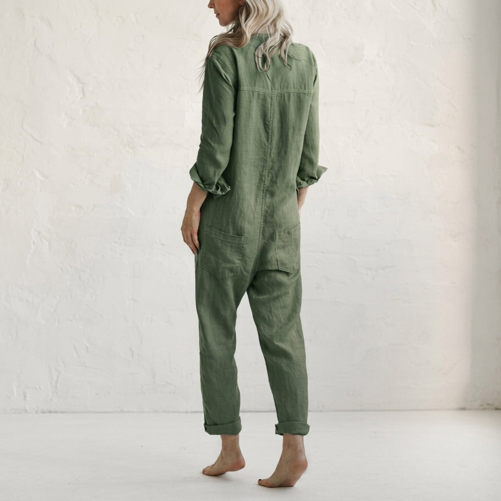Linen Button Jumpsuit, view 7