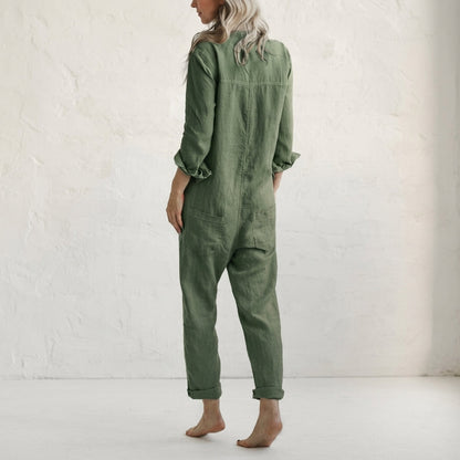 Linen Button Jumpsuit, view 7